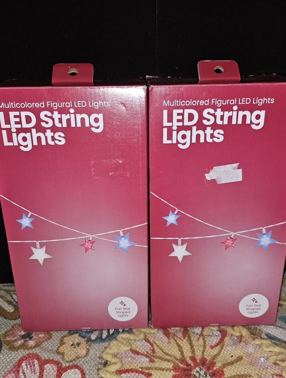 LED String Lights - Multicolored Star Design 2 Box Lot 15ft Long Ea Battery Oper